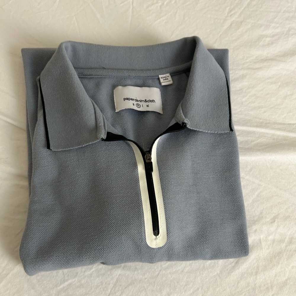 Paper Denim & Cloth Light Blue Quarter-Zip Shirt